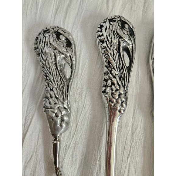 5 Piece Bruce Fox Design Turkey Handle Serving Set Fork Knife Spoon Honing Steel - Picture 4 of 14